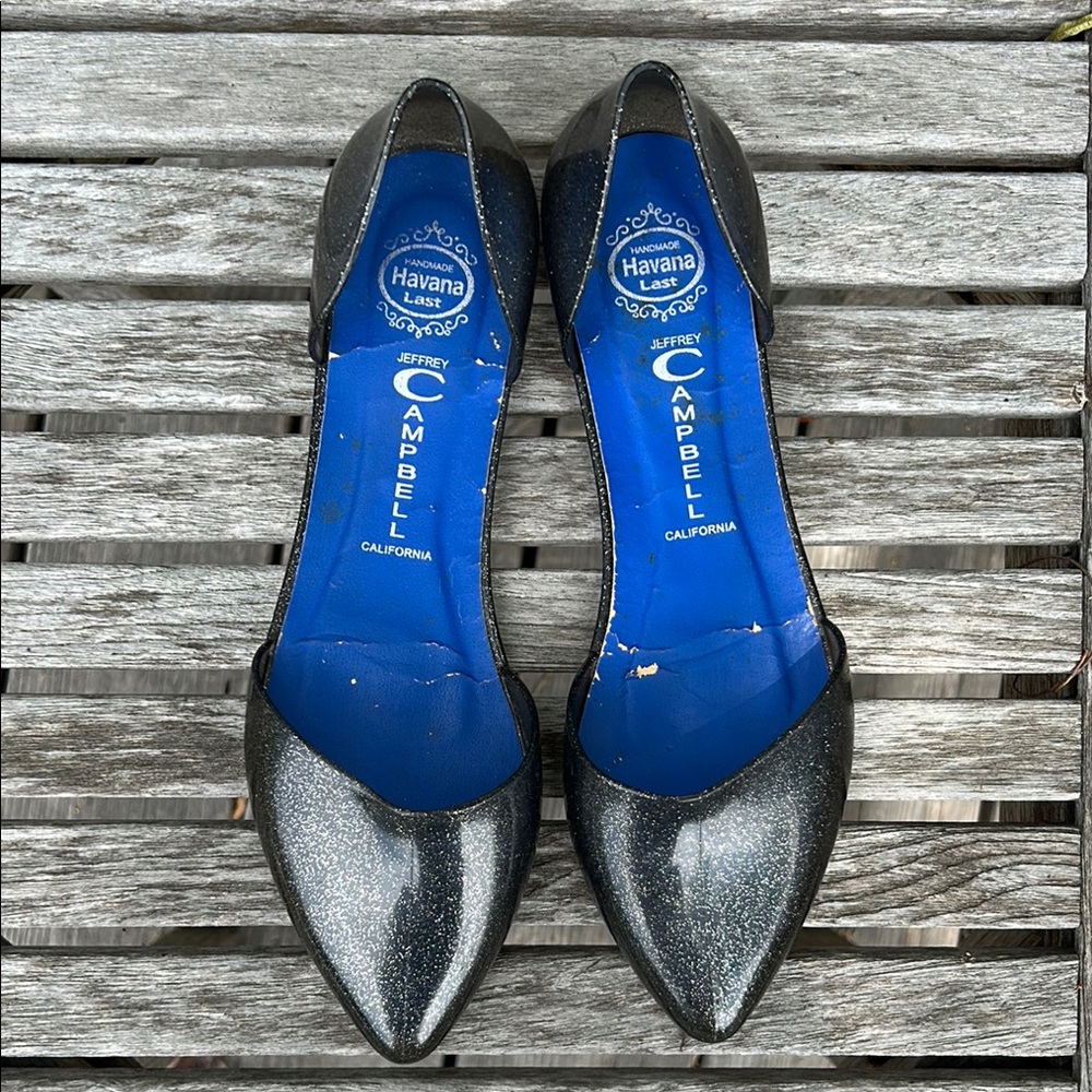 Jeffrey Campbell Havana d'Orsay Grey Glitter Jelly Flats. Size 6 🩶🪼